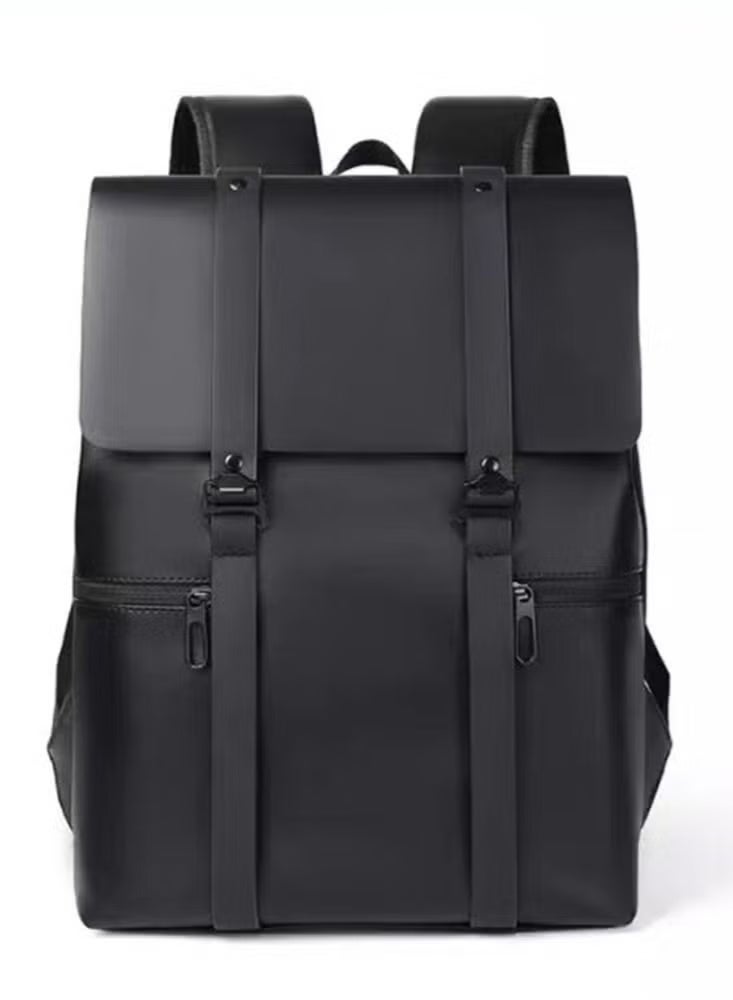 Sleek Black Buckle - Strap Backpack - Image 1